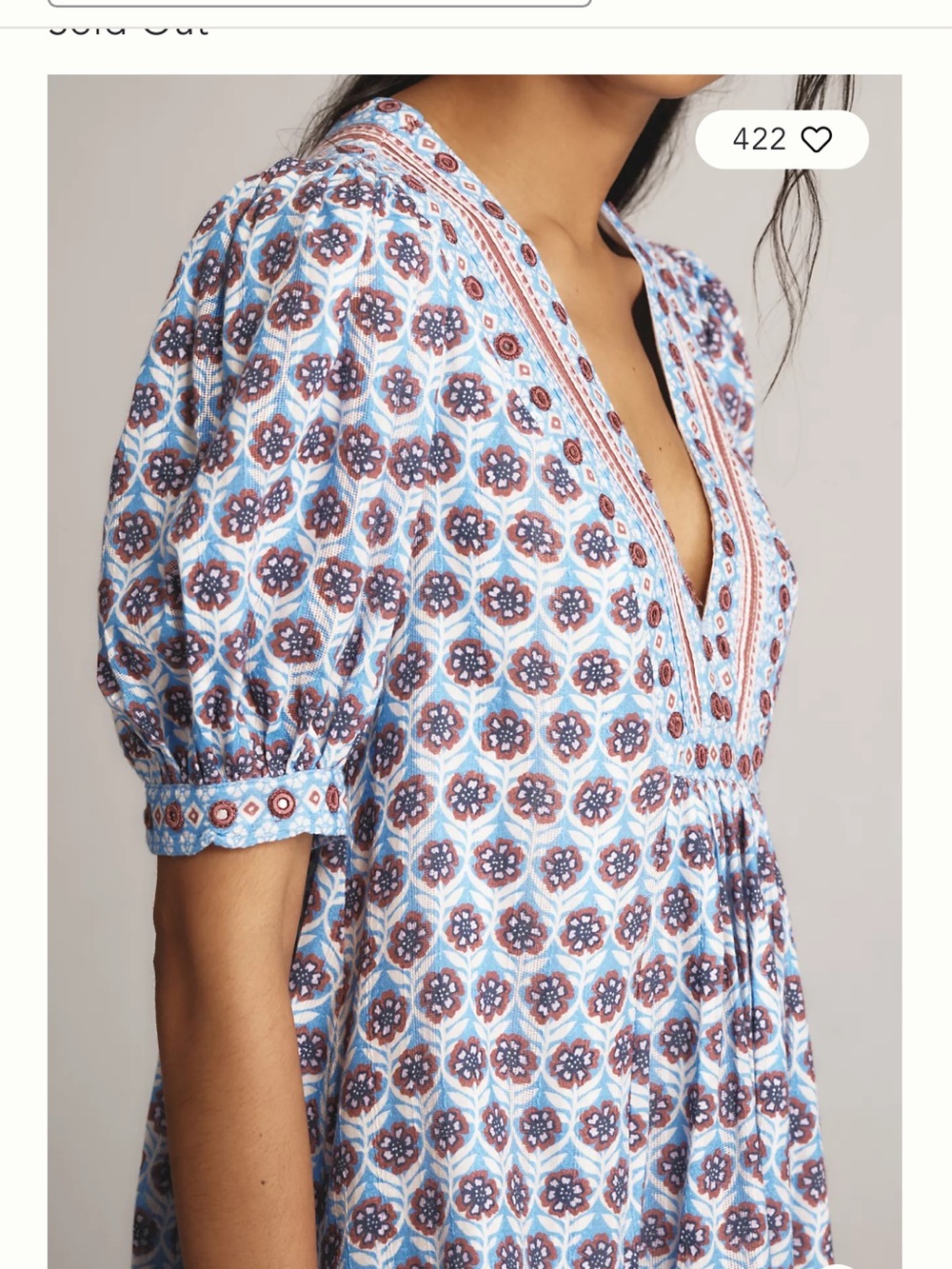 Maeve Boho Mini Dress Women’s Embroidered Anthropologie M - Picture 8 of 9